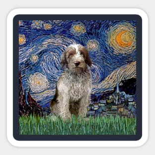 Starry Night Adapted to Include an Italian Spinone Roan Puppy Sticker